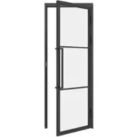 Inova Loft Glastür 930 x 2315 mm, DIN Rechts, Klarglas, Stahlrahmen schwarz, Komplettset inkl. Zarge und Griffstange