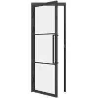 Inova Loft Glastür 830 x 2115 mm, DIN Links, Klarglas, Stahlrahmen schwarz, Komplettset inkl. Zarge und Griffstange