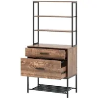 Costway Aktenschrank 3 Regalen 2 Schubladen Rustikales Braun