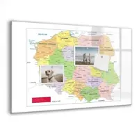 Tulup Magnetische Glastafel Karte Von Polen 60x40 cm Magnettafel Mit Marker Beschreibbar Schwarzer Marker Magnettafel Für Termine