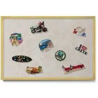 Tulup Magnettafel Magnettafel für Urlaubsmitbringsel Feine Sandsteinstruktur 60x40 cm Metalltafel für Magnete Goldrahmen