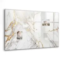 Tulup Magnettafel Beschreibbar Dekorativer Marmor 90x60 cm Magnettafel Küche Glas Schwarzer Marker Glastafel Magnetisch