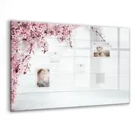 Tulup Magnettafel Beschreibbar Frühlingsblumen 90x60 cm Magnettafel Küche Glas Schwarzer Marker Glastafel Magnetisch