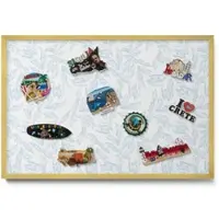 Tulup Magnettafel Metalltafel für Magnete Regelmäßiges Blattmuster 60x40 cm Magnetboard Gerahmt für Urlaubsmagnete Goldrahmen
