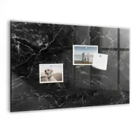 Tulup Magnettafel Aus Glas Schwarzer Marmor 60x40 cm Whiteboard Magnetisch Glas Weißer Marker Magnettafel Modern Glas