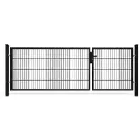 Gewa Gartentor Classic Doppeltor Unsymmetrisch 3m Breit 1,4m Hoch Doppelstabmattenzaun Zauntor in RAL7016 Anthrazit inkl. Zubehör mit 60x60mm Pfosten