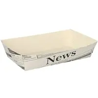 Papstar Pommes-Frites-Trays 3,8 cm x 8,5 cm x 15,5 cm weiß "Newsprint" 500 Stück