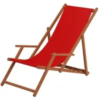 Erst-Holz Dunkler Holz-Liegestuhl Buchenholz Stofffarbe Rot 10-300 Liegestuhl ohne Zubehör