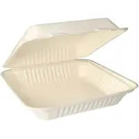 Papstar 1 Packung mit 300 Essensboxen, "reines" Zuckerrohr ohne Unterteilung 8 cm x 25,5 cm x 25,5 cm