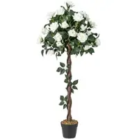 Costway 120cm Kunstbaum mit Blumen, Kunstblumenbaum, Kunstpflanze im Topf, Kunstblume für Zuhause Büro