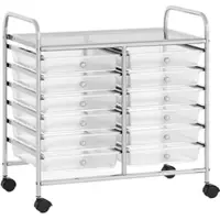 Costway Rollwagen mit 12 Stapelbaren Schubladen Transparent