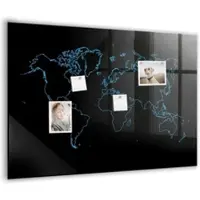Tulup Magnettafel Aus Glas Konturen Der Weltkarte 100x70 cm Whiteboard Magnetisch Glas Weißer Marker Magnettafel Modern Glas