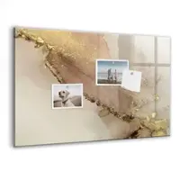 Tulup Glasmagnettafel Beschreibbar Goldener Marmor 60x40 cm Magnettafel Wand Glas Schwarzer Marker Magnetisches Whiteboard Glas
