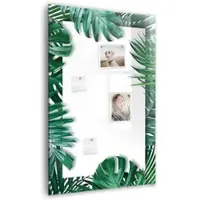 Tulup Glasmagnettafel Monstera Rahmen 60x90 cm Glastafel Magnetisch Beschreibbar Schwarzer Marker Magnettafel Für Organisation