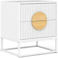 Costway Nachttisch 2 Schubladen Kiefernholz Metall 48 x 40 x 55 cm Weiß