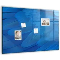 Tulup Beschreibbare Magnettafel Vogelfeder 100x70 cm Beschreibbare Magnettafel Küche Weißer Marker Magnetisches Glassboard