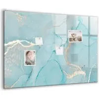 Tulup Magnetische Glastafel Dekorativer Marmor 100x70 cm Magnettafel Mit Marker Beschreibbar Schwarzer Marker Magnettafel Für Termine