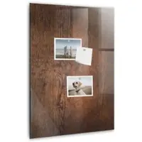 Tulup Glasmagnettafel Beschreibbar Dunkles Holz 40x60 cm Magnettafel Wand Glas Weißer Marker Magnetisches Whiteboard Glas