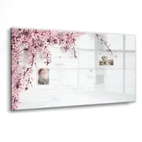 Tulup Beschreibbare Glasmagnettafel Frühlingsblumen 120x60 cm Magnettafel Büro Glas Schwarzer Marker Glassboard Magnetisch