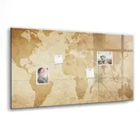 Tulup Beschreibbare Glasmagnettafel Vintage Weltkarte Magnettafel Büro Glas 120x60 cm Schwarzer Marker Glassboard Magnetisch