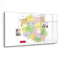 Tulup Magnettafel Beschreibbar Karte Von Polen 120x60 cm Magnettafel Küche Glas Schwarzer Marker Glastafel Magnetisch