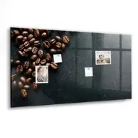 Tulup Magnettafel Beschreibbar Kaffeebohnen 120x60 cm Magnettafel Küche Glas Weißer Marker Glastafel Magnetisch