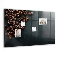 Tulup Glasmagnettafel Kaffeebohnen 90x60 cm Glastafel Magnetisch Beschreibbar Weißer Marker Magnettafel Für Organisation