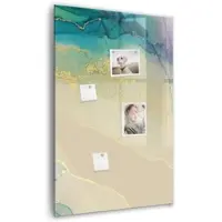 Tulup Schreib Magnettafel Bunter Marmor 60x90 cm Magnettafel Wohnzimmer Glas Schwarzer Marker Magnettafel Flur Glas