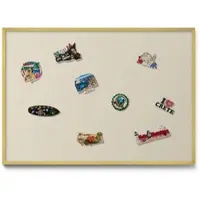 Tulup Magnettafel Magnettafel aus Metall für Souvenirs Farbe Hellbeige 100x70 cm Gerahmte Magnettafel für Urlaubserinnerungen Goldrahmen