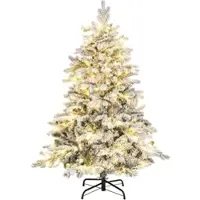 Costway Weihnachtsbaum mit 120 Warmweißen Led-Lichtern Weiß 135 cm