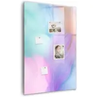 Tulup Beschreibbare Glasmagnettafel Pastellfarbene Federn 60x90 cm Magnettafel Büro Glas Schwarzer Marker Glassboard Magnetisch