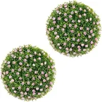 Costway 2er Kunstpflanze Eukalyptus für Haus Garten Rosa 37 cm