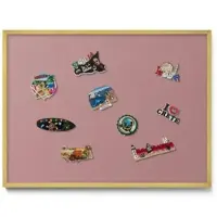Tulup Magnettafel Metall Magnettafel Gerahmt Pastellrosa Farbe 80x60 cm Magnettafel Dekorativ Bedruckt Goldrahmen