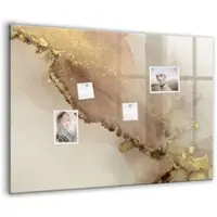 Tulup Magnettafel Glas Goldener Marmor 100x70 cm Magnettafel Zum Schreiben Schwarzer Marker Magnettafel Flur Glas