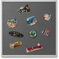 Tulup Magnettafel Magnettafel aus Metall für Souvenirs Farbe Dunkelgrau 50x50 cm Gerahmte Magnettafel für Urlaubserinnerungen Silberner Rahmen