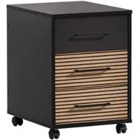 Proregal Möbelpartner Rollcontainer Raven | HxBxT 57x40x50cm (Höhe mit Rollen) | 3 Schubladen | Akustikplattenoptik Schwarz | Büroschrank von