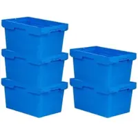Proregal Mega Deal 5x Conical Mehrweg-Stapelbehälter Blau HxBxT 32,3 x 40 x 60cm 58 Liter Lagerbox Eurobox Transportbox Transportbehälter