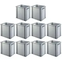 Proregal SparSet 10x Eurobehälter mit Offenem Griff HxBxT 40 x 30 x 40 cm 37 Liter Grau Eurobox Transportbox