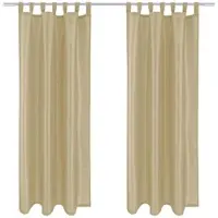 Arsvita 2er Pack Gardine Blickdicht Alessia mit Schlaufen 140 cm x 245 cm Taupe Hell