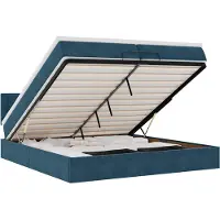vidaXL Ottoman-Bett mit Matratzen & LED Dunkelblau 200x200 cm Samt