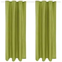 Arsvita 2er Pack Gardine Blickdicht Alessia mit Universalband 140x145cm grün