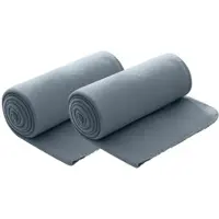 Wometo 2er Set Polar Fleecedecke 130x160 cm, OEKO-TEX ca. 400g Gewicht, mit Antipilling & Kettelrand - Farbe grau
