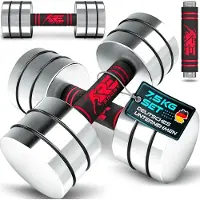 RE:SPORT 2er Hanteln Set aus massivem Stahl Rot 2 x 7,5kg | Hantel Kurzhantel mit Gewichten & Schaumstoffgriff | Fitness Kurzhanteln Home Gym, Krafttraining & Muskelaufbau