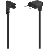 Hama Stromkabel, abgewinkelter Eurostecker, Schwarz, 5,0 m