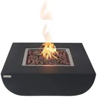 Elementi MODENO Gas Feuertisch Aurora Feuerstelle aus Beton - für Garten, Balkon and Terrasse, wetterbeständig, Schwarz 87x87x36cm