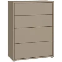 Forte ALICE SPRINGS Kommode 70 80, modern-minimalistisch, 4 Schubladen, Wohn-/Schlafzimmer, Holzwerkstoff, Taupe, 74,5 cm breit x 99,1 cm hoch x 34,9 cm tief