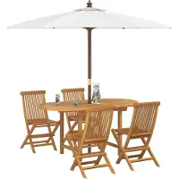 vidaXL Garten Essgruppe 5 stk. Braun Massivholz Teak