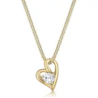 Elli Halskette - Halskette Herz Liebe Zirkonia 585 Bezaubernd Gelbg - Gr. unisize - in Gold - für Damen