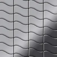 ALLOY Mosaik Fliese Massiv Metall Edelstahl Hochglänzend Grau 1,6mm Stark Flux-s-s-m 1 Paket mit 10 Matten 0,86 m2 Grau