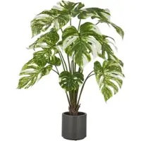 Creativ Green Kunstpflanze "Splitphilodendron", grün (grün, weiß), H:100cm, Kunststoff, Kunstpflanzen, Kunstpflanze, mit naturgetreuem Blattwerk